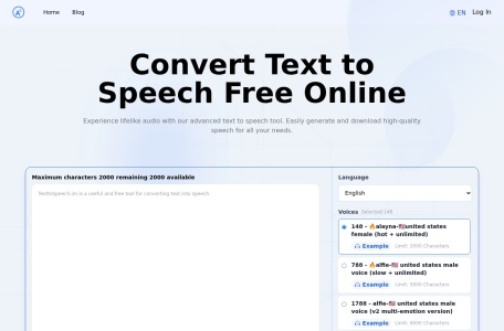TexttoSpeech.im：免费在线将文本转换为语音